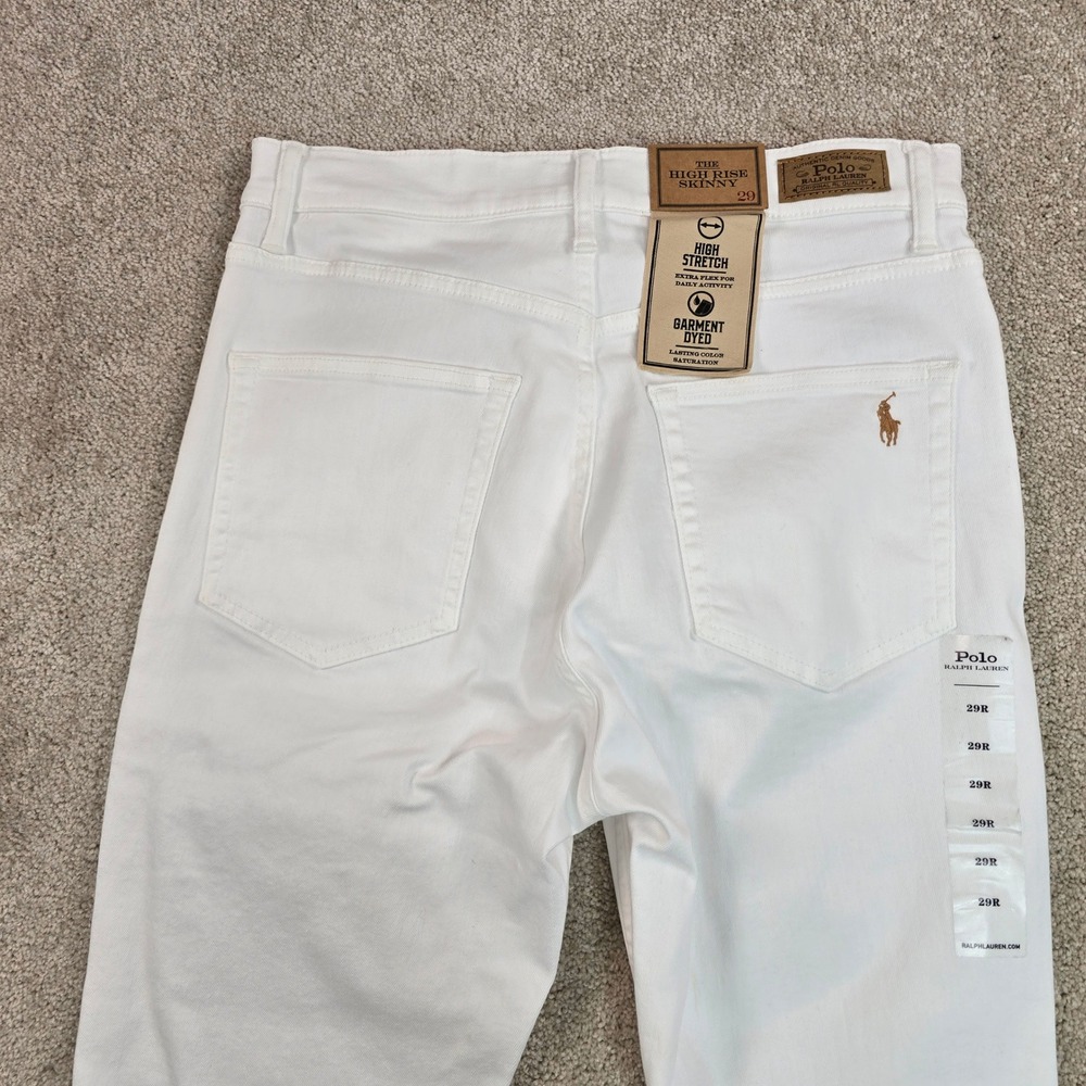 Polo Ralph Lauren Womens High Rise Skinny Jeans White Stretch Denim 29R NEW